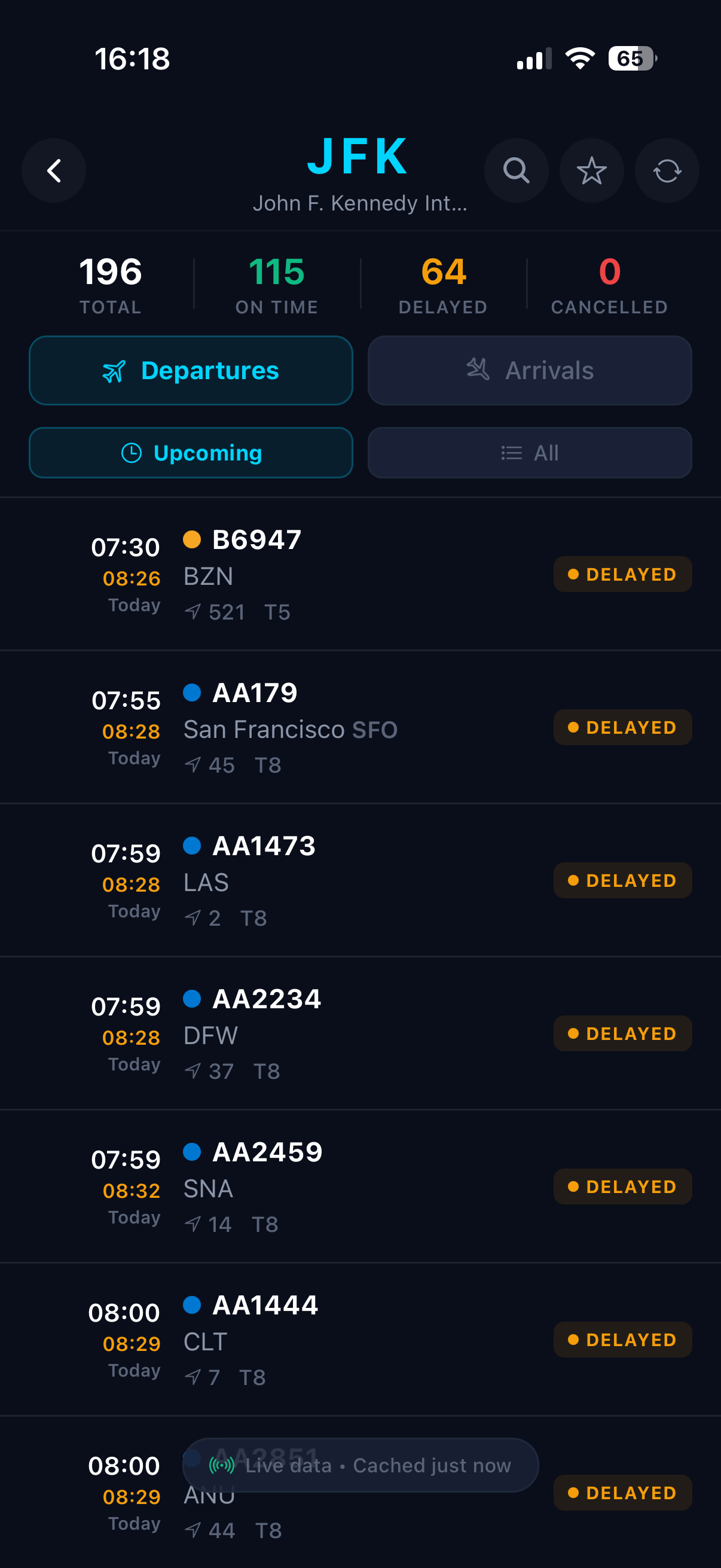 Allboards App — Live-Abflugtafel JFK